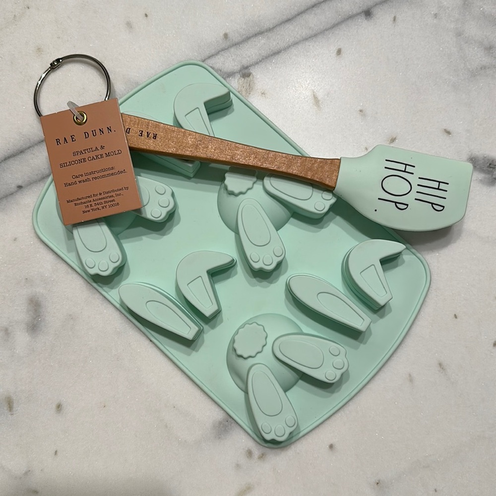 Rae Dunn Easter Bunny Silicone Spatula and Cake Mold
